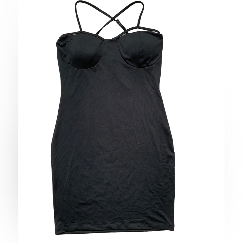Bodycon black dress strappy sexy clubbing